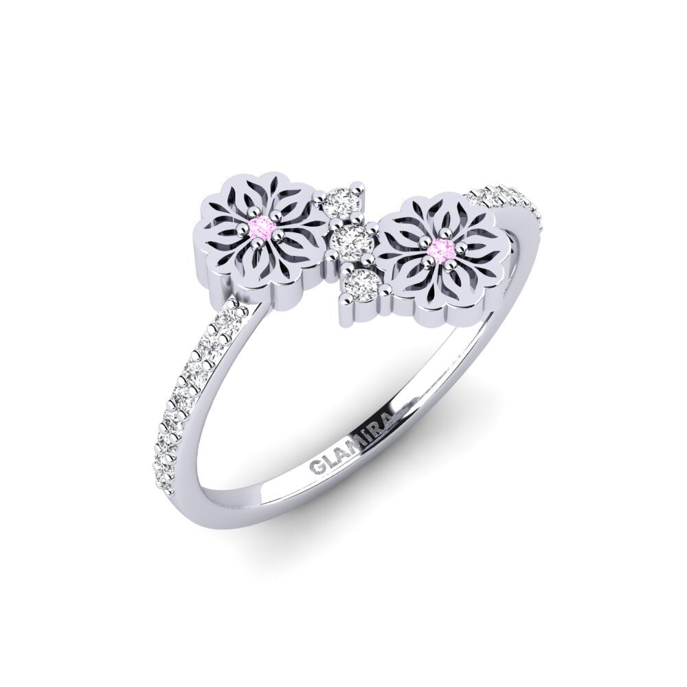 Vàng Trắng 14K Đá Sapphire Hồng Nhẫn Arvvot