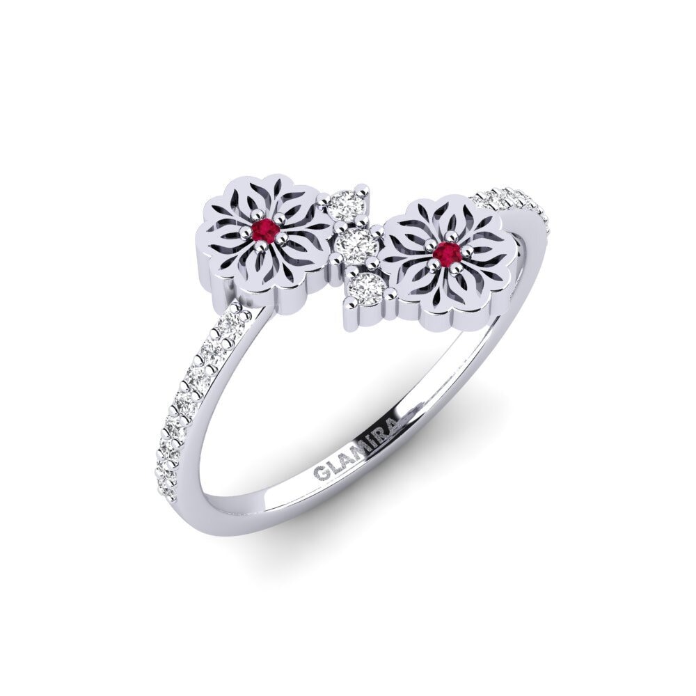 Vàng Trắng 14K Đá Ruby / Hồng Ngọc Nhẫn Arvvot