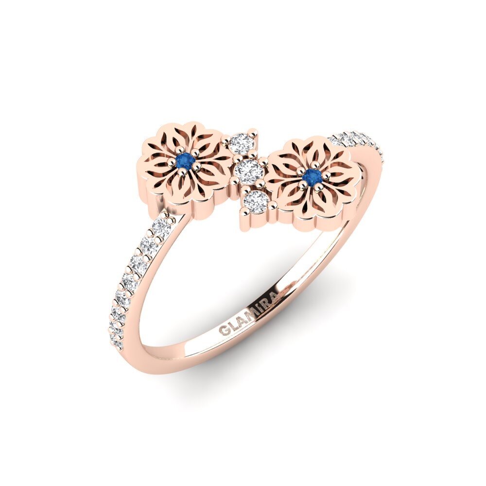 Rotgold 375 Dunkelblauer Zirkonia Ring Arvvot