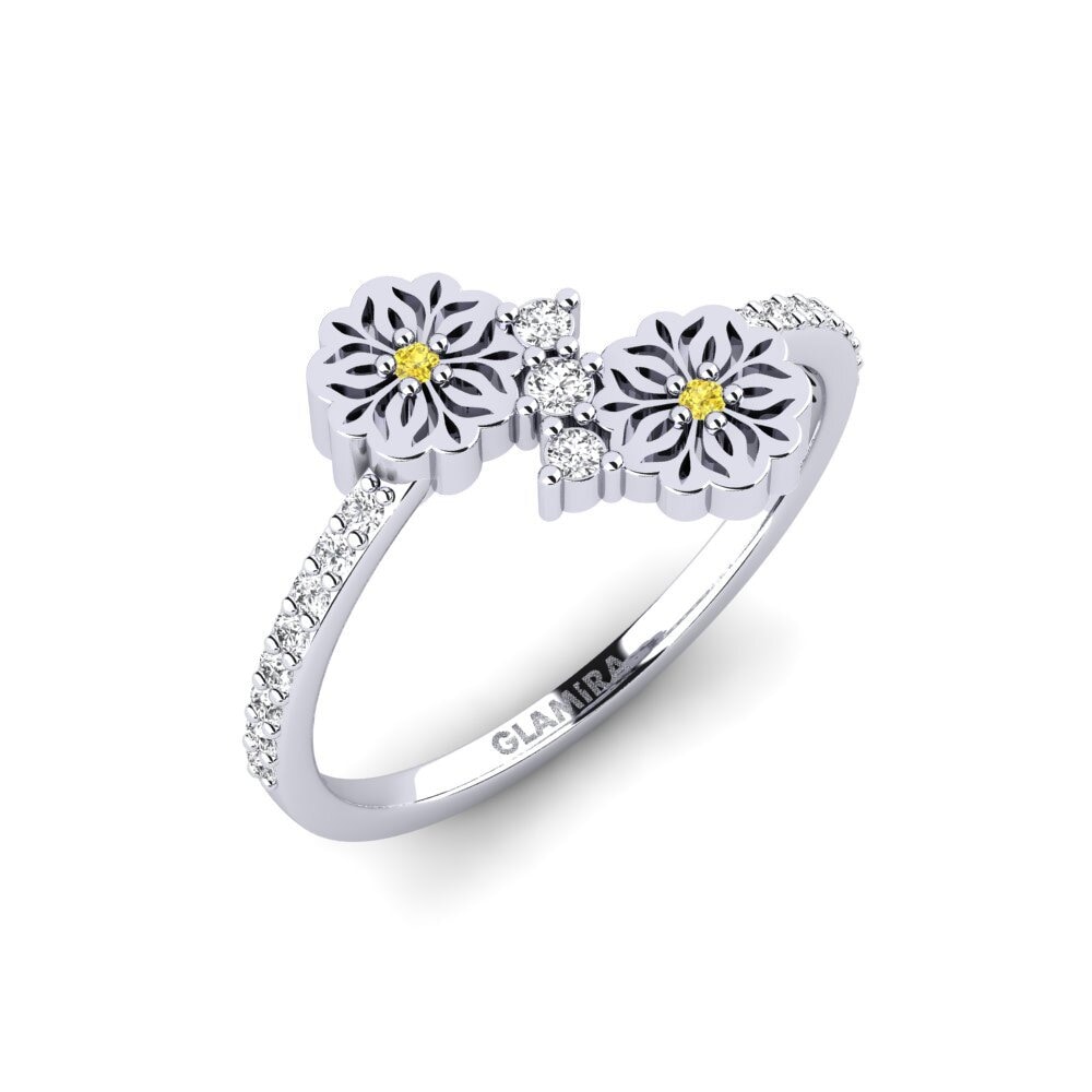 Weiß-Silber Gelber Saphir Ring Arvvot