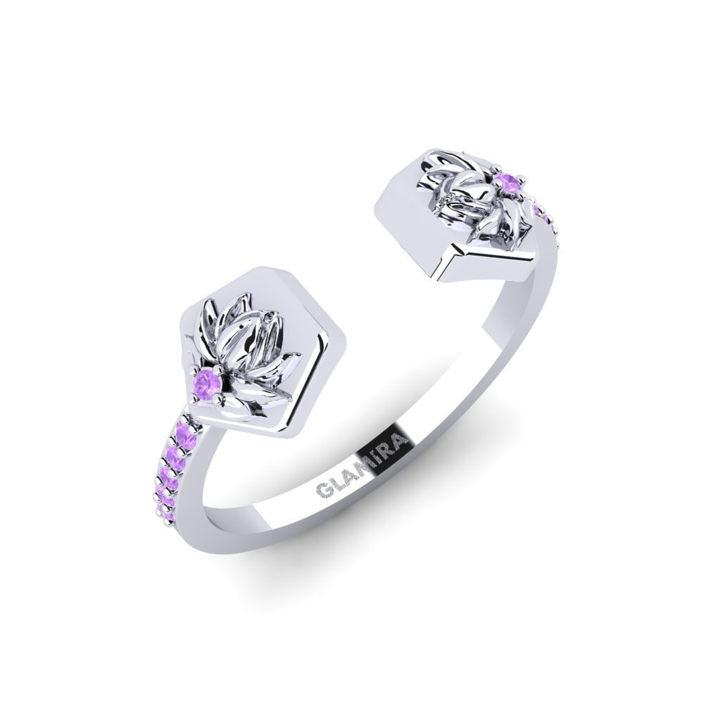Vàng Trắng 14K Đá Thạch Anh Tím Nhẫn Aterklang
