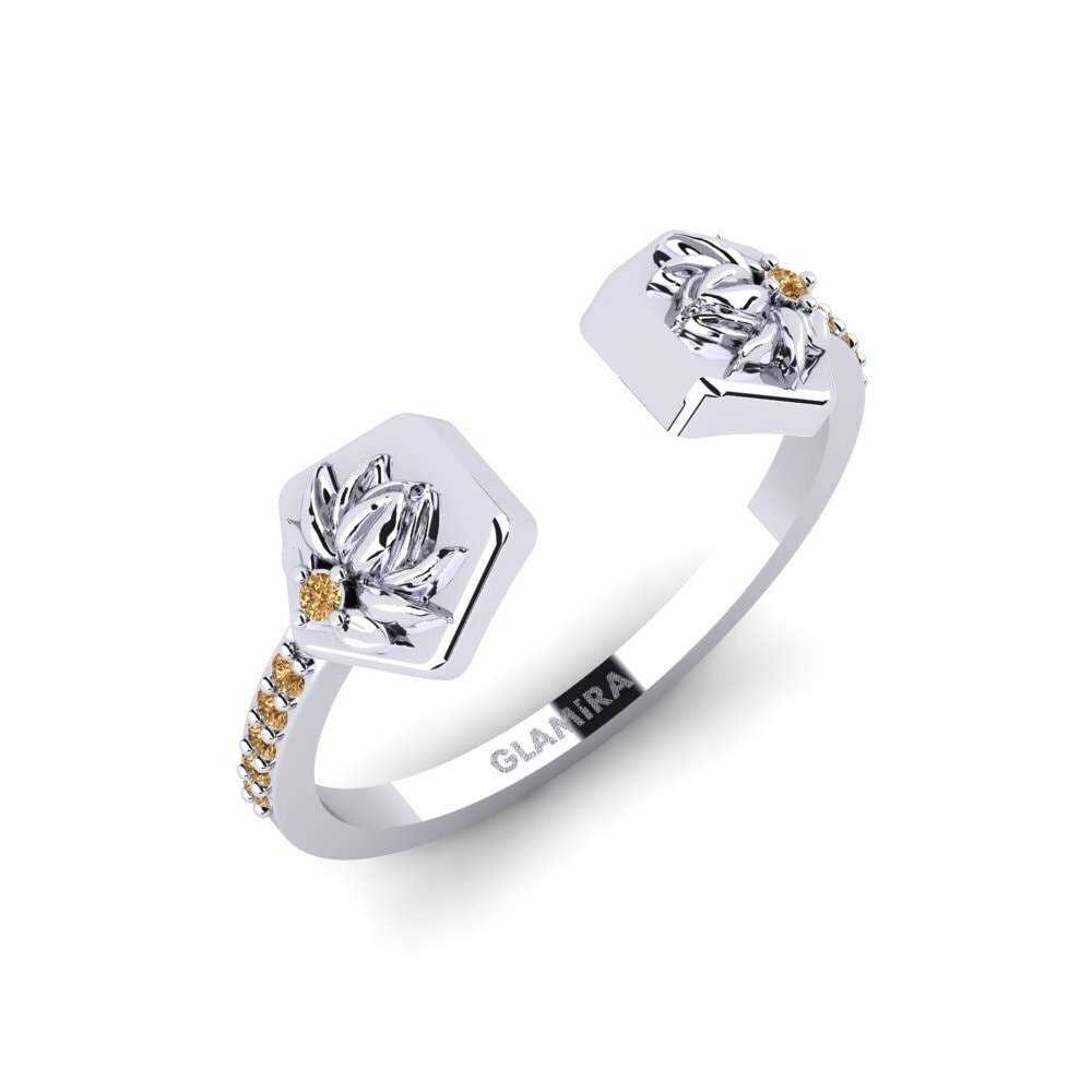 Vàng Trắng 14K Kim Cương Nâu Nhẫn Aterklang