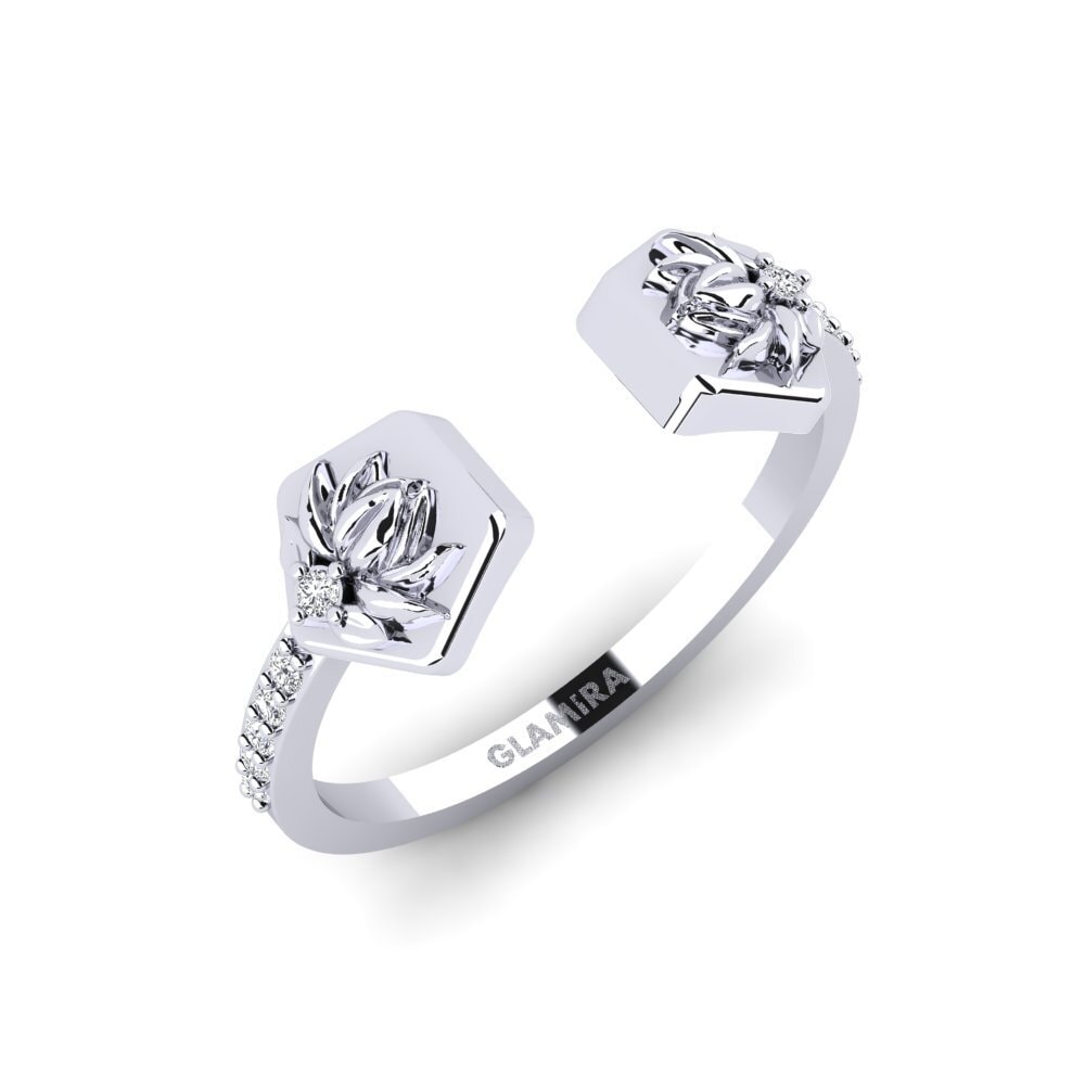 Vàng Trắng 18K Tròn Kim Cương Nhân Tạo Nhẫn Aterklang