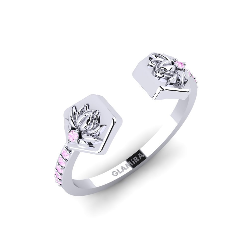 Vàng Trắng 14K Đá Sapphire Hồng Nhẫn Aterklang