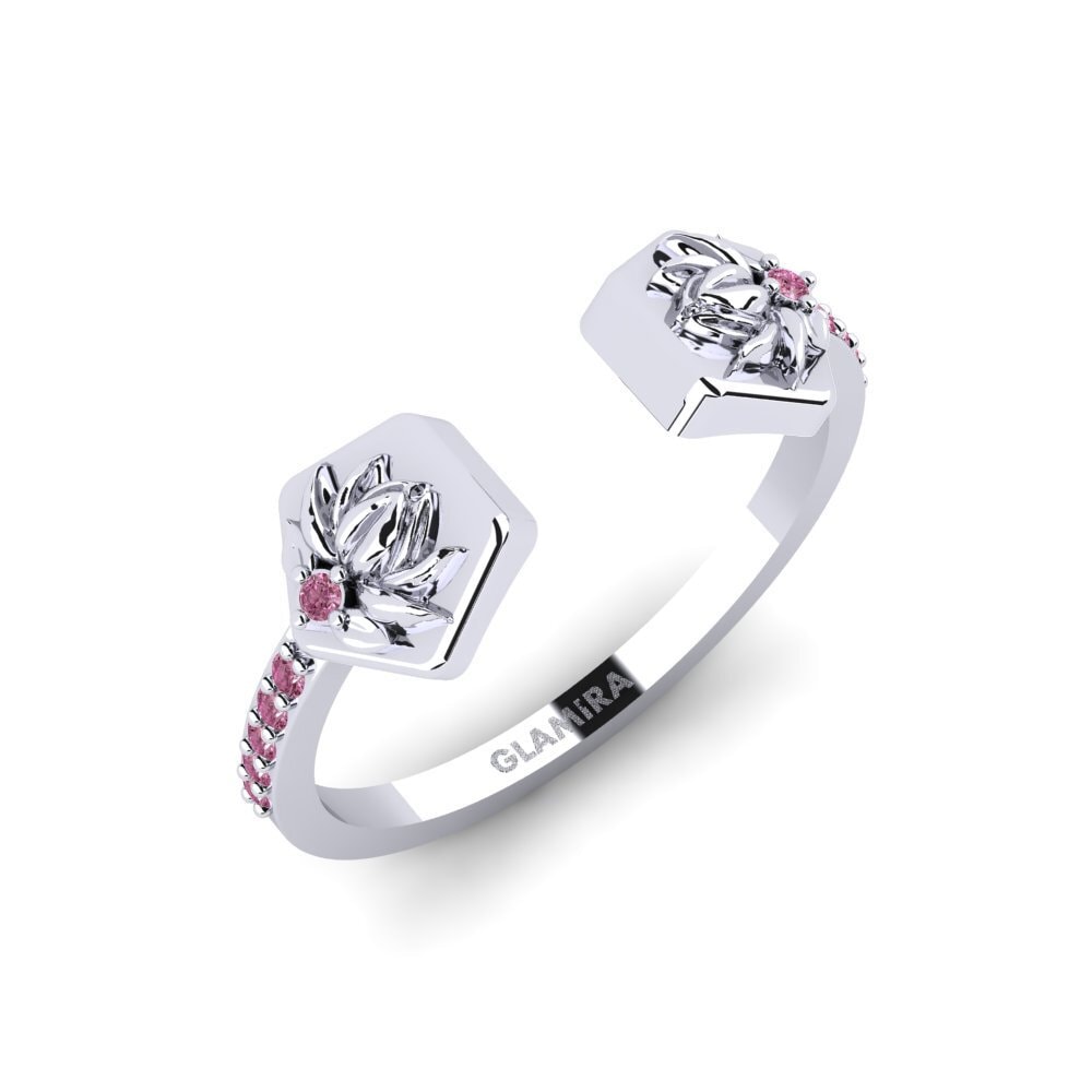 Vàng Trắng 14K Đá Rhodolite Nhẫn Aterklang