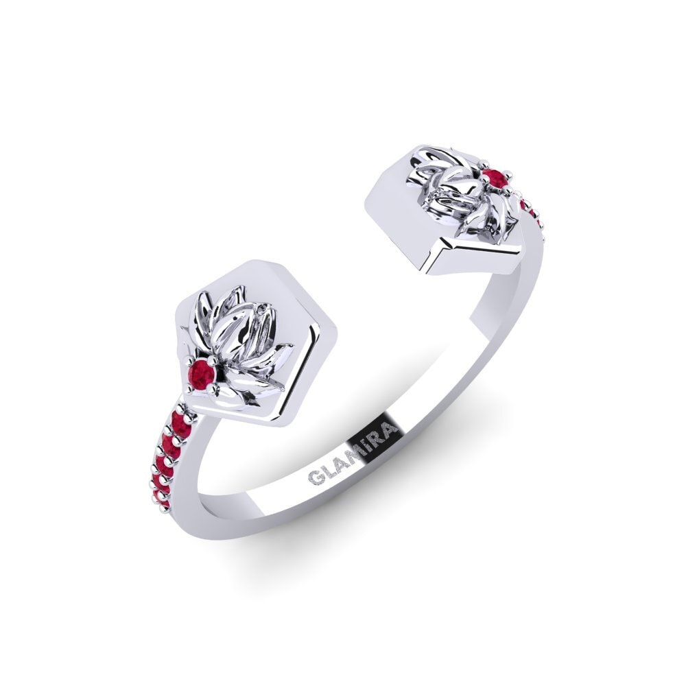 Vàng Trắng 14K Đá Ruby / Hồng Ngọc Nhẫn Aterklang