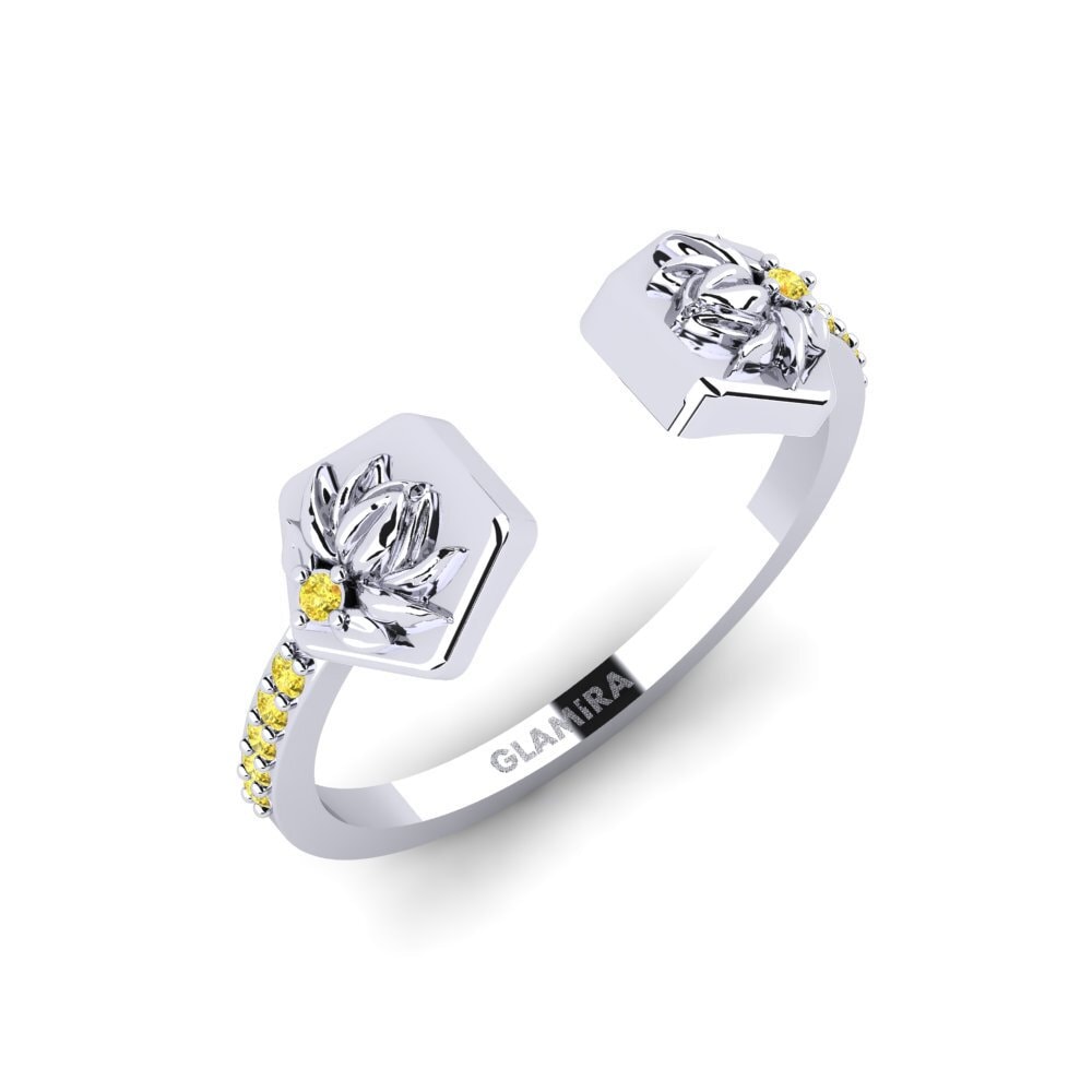 Weiß-Silber Gelber Saphir Ring Aterklang