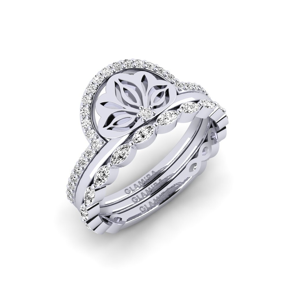 Vàng Trắng 14K Đá Moissanite Nhẫn Atura - SET