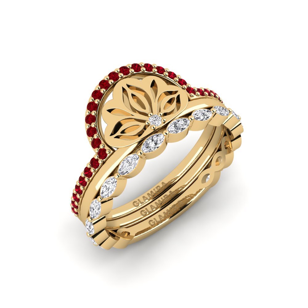 Red Zirconia Ring Atura - SET