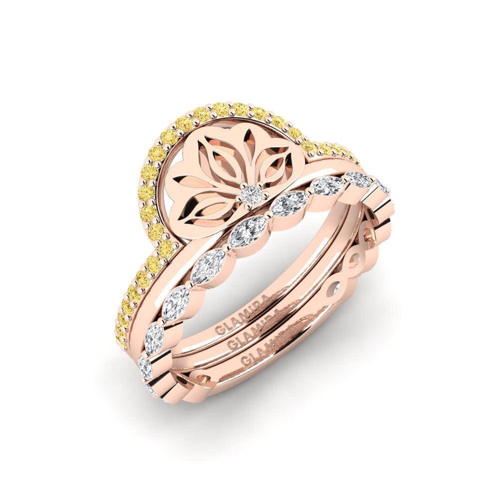 Vàng Hồng 14K Kim Cương Vàng Nhẫn Atura - SET