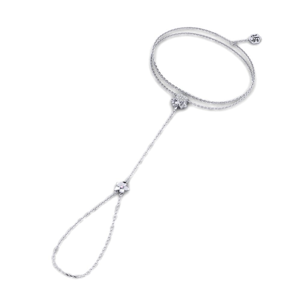 Vàng Trắng 14K Đá Sapphire Hồng Vòng đeo ngón tay Avenoir
