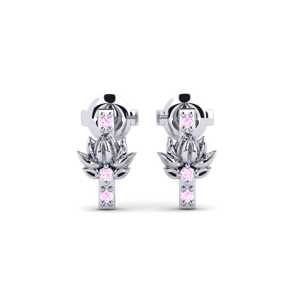 Vàng Trắng 14K Đá Sapphire Hồng Bông tai nữ Avskild