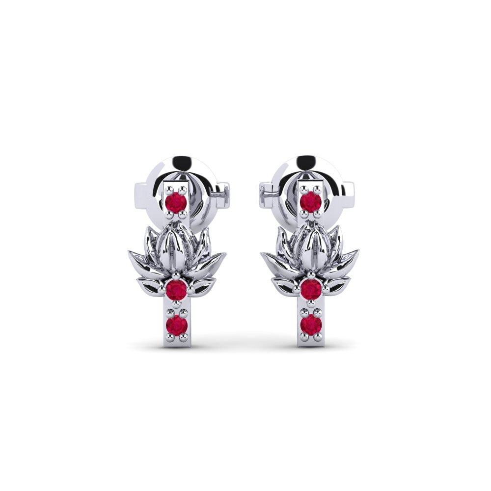 Vàng Trắng 14K Đá Ruby / Hồng Ngọc Bông tai nữ Avskild