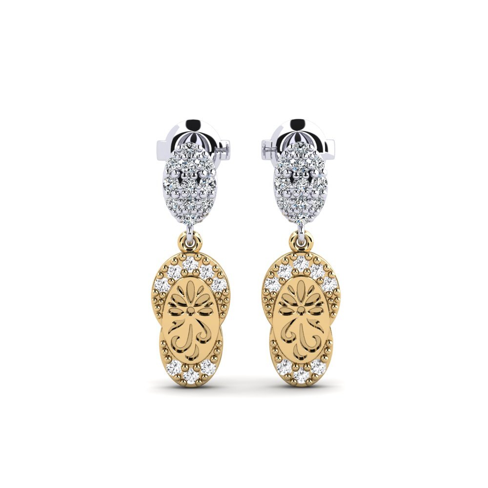 Vàng-Trắng 14K Đá Zirconia Bông tai nữ Bagol