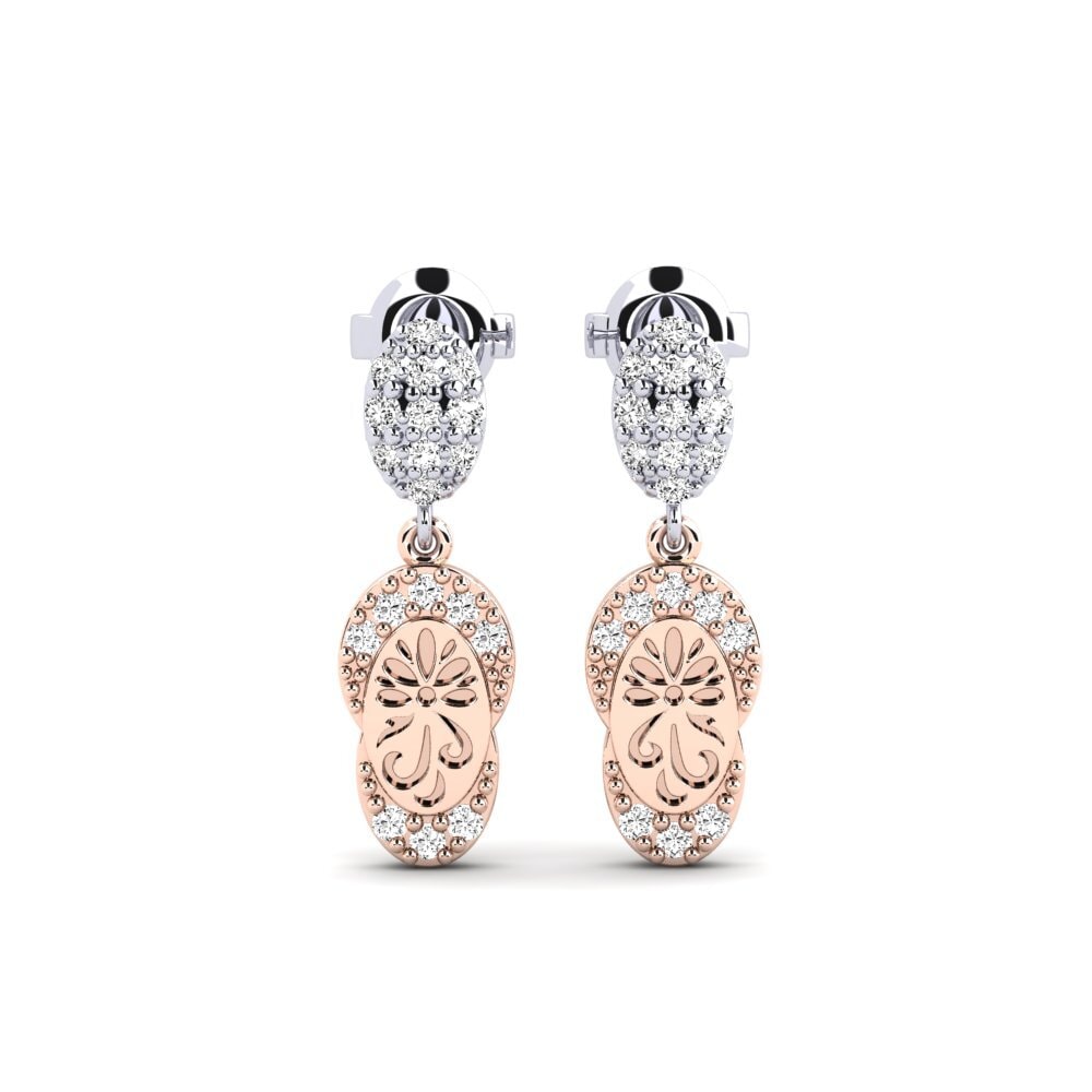 Vàng Trắng-Đỏ 9K Đá Moissanite Bông tai nữ Bagol