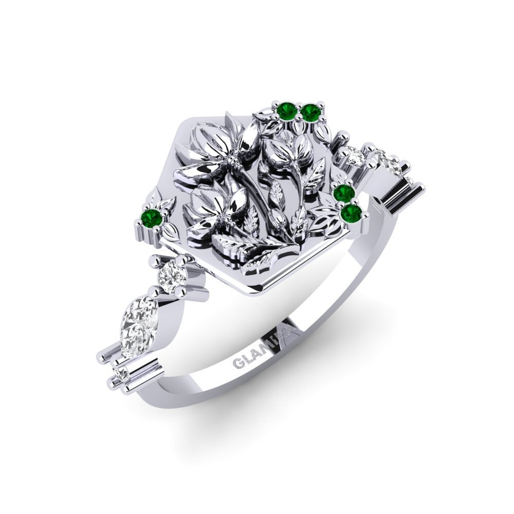 Platin trắng Đá Zirconia Xanh Nhẫn Baixorelevo
