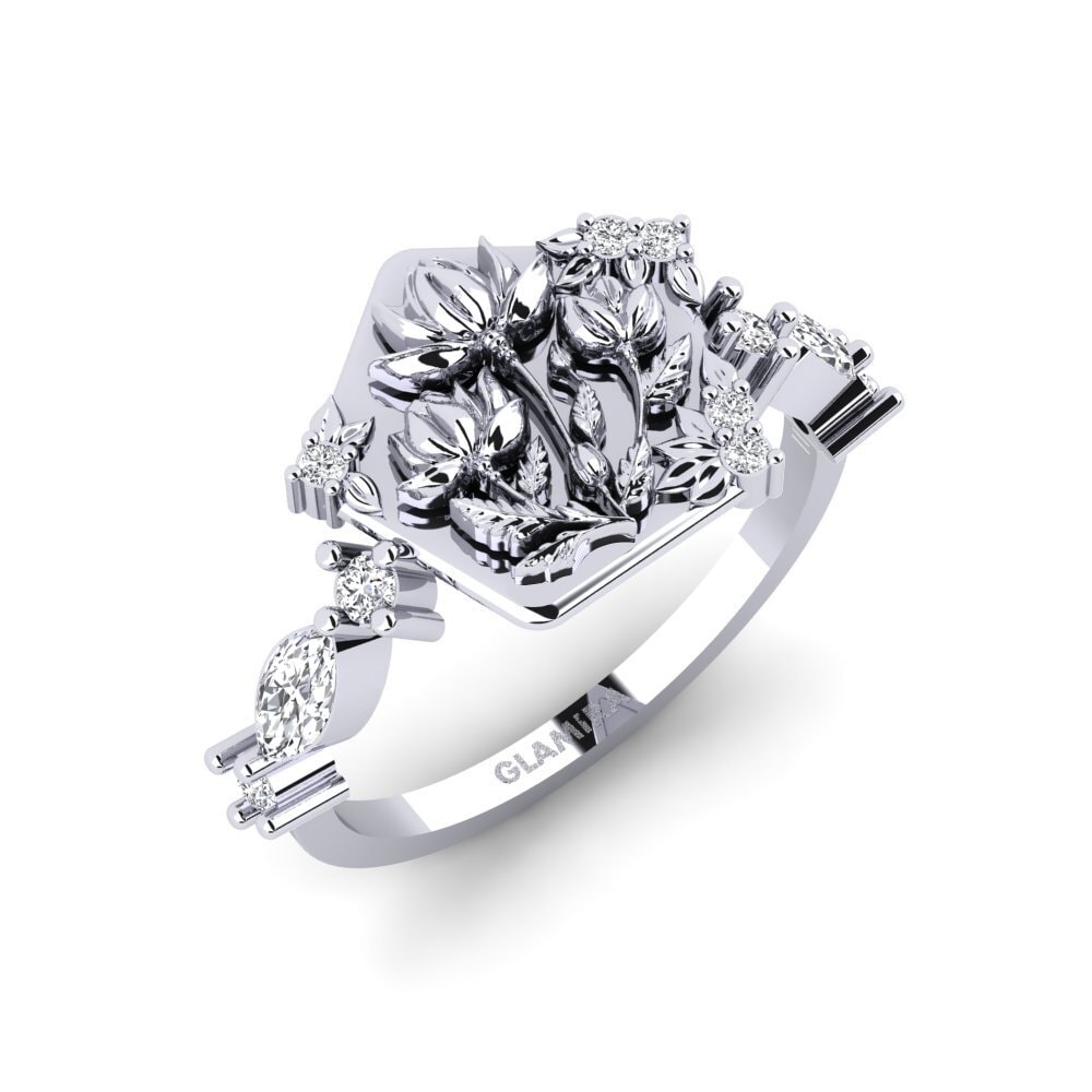 White Silver Ring Baixorelevo