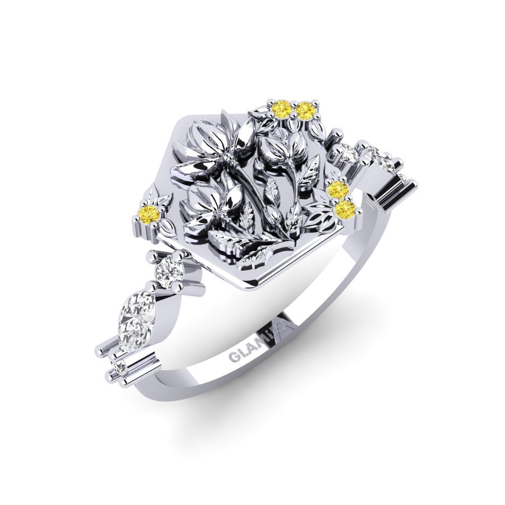 Weiß-Silber Gelber Saphir Ring Baixorelevo