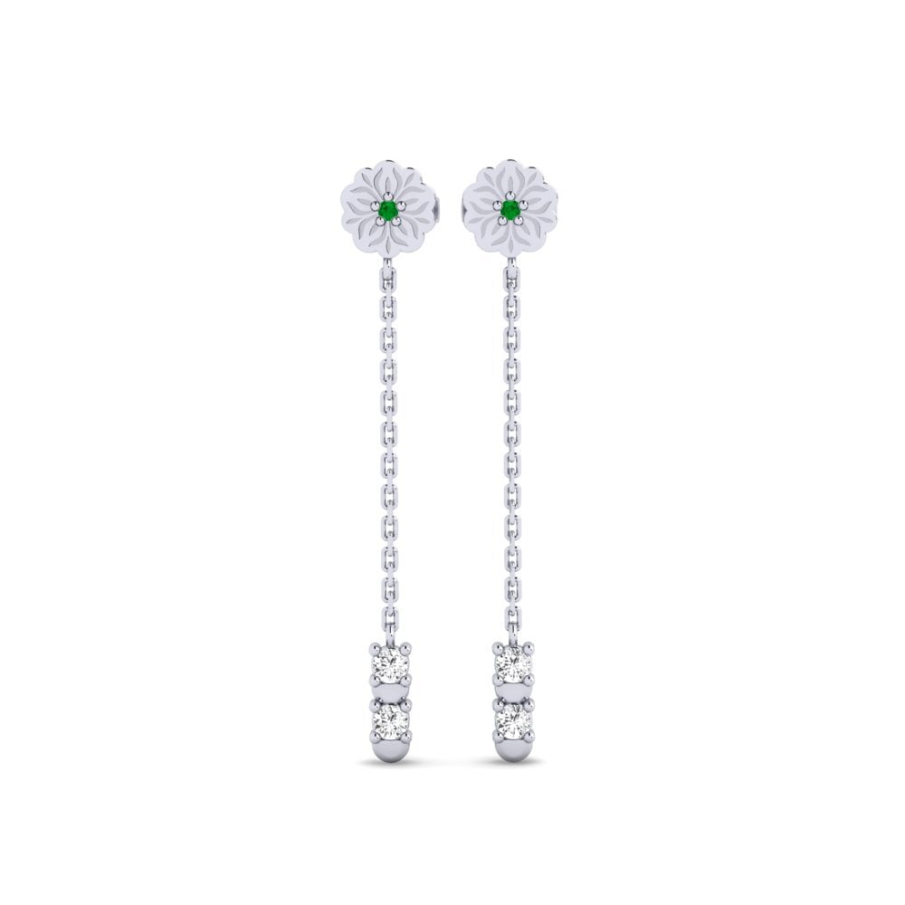Vàng Trắng 14K Đá Emerald / Ngọc lục Bảo Bông tai nữ Barnah