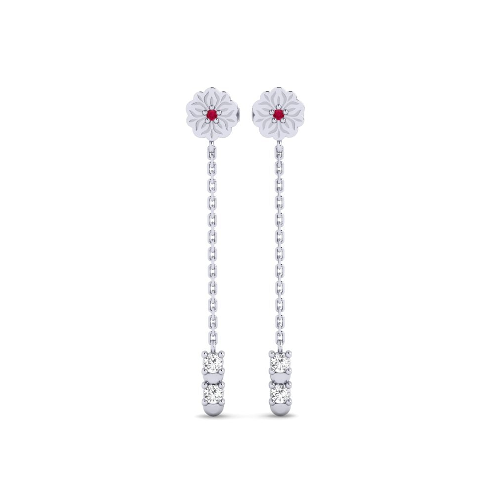 Vàng Trắng 14K Đá Ruby / Hồng Ngọc Bông tai nữ Barnah