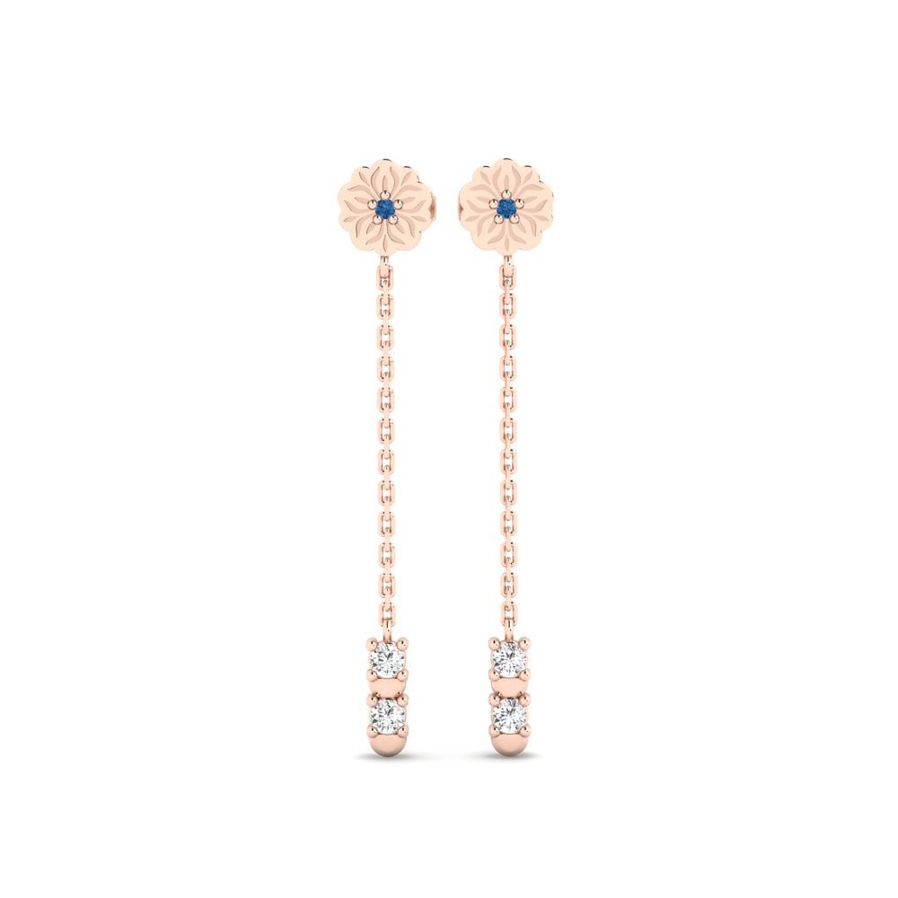 Rotgold 375 Dunkelblauer Zirkonia Damen ohrring Barnah