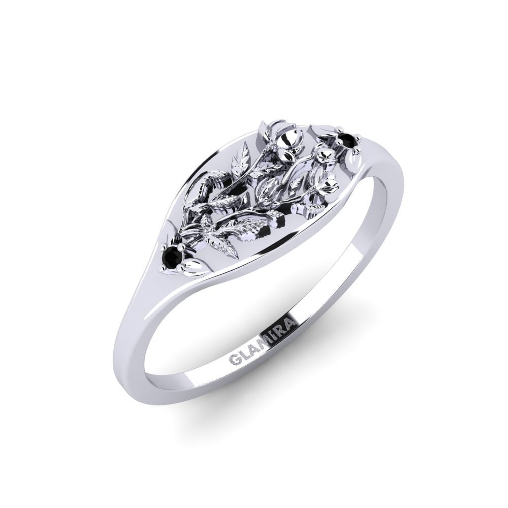 Vàng Trắng 14K black-onyx Nhẫn Basorelief