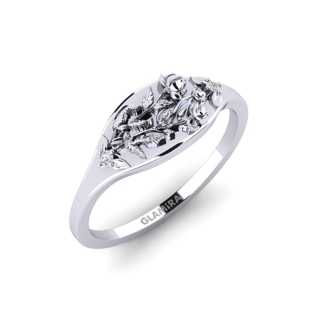 White Silver Ring Basorelief