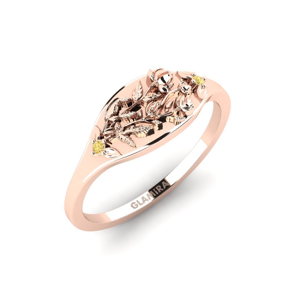 Vàng Hồng 14K Kim Cương Vàng Nhẫn Basorelief