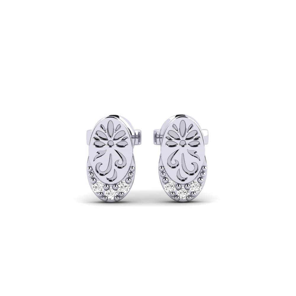 Vàng Trắng 14K Đá Moissanite Bông tai nữ Bleunienn