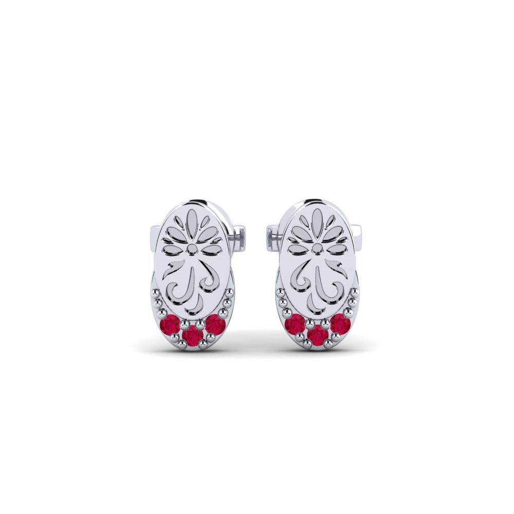 Vàng Trắng 14K Đá Ruby / Hồng Ngọc Bông tai nữ Bleunienn