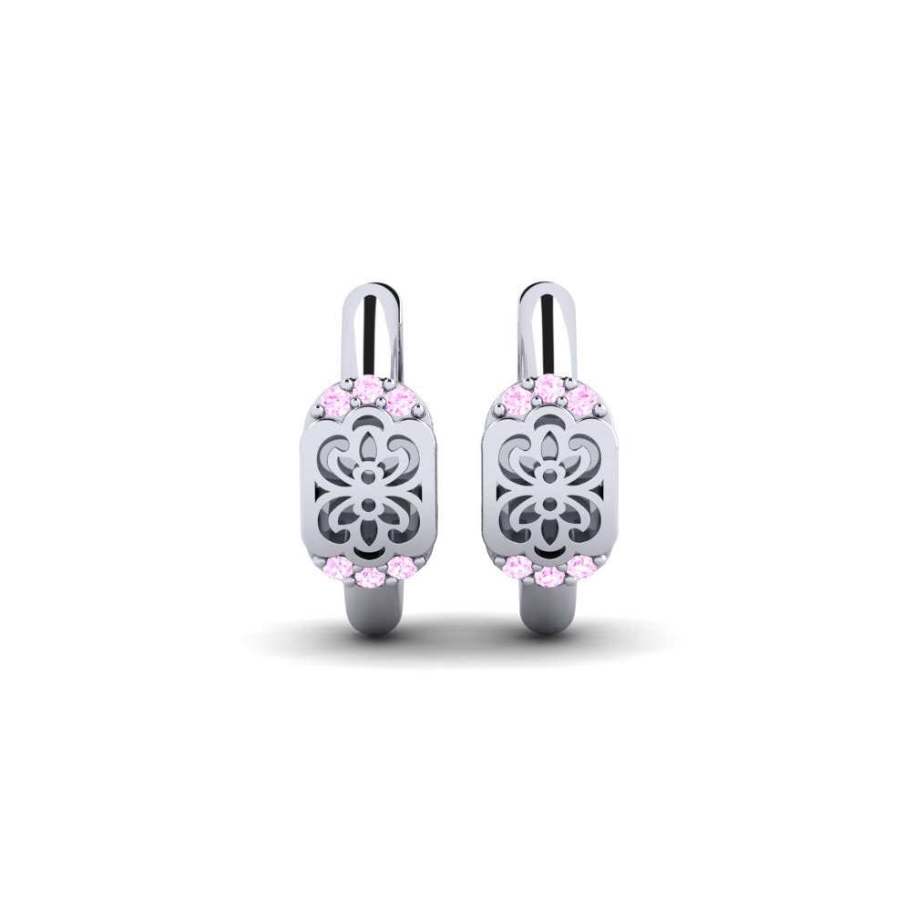 Vàng Trắng 14K Đá Sapphire Hồng Bông tai nữ Blodyn