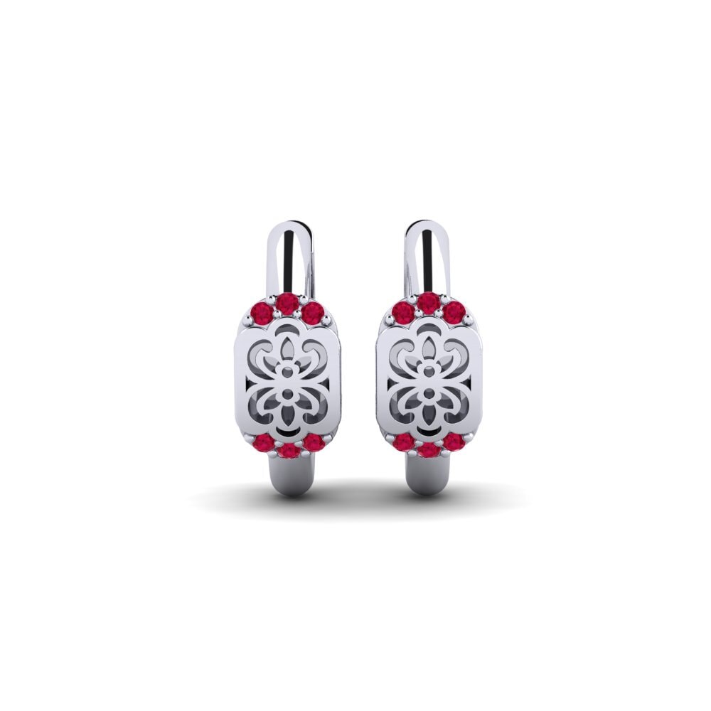Vàng Trắng 14K Đá Ruby / Hồng Ngọc Bông tai nữ Blodyn