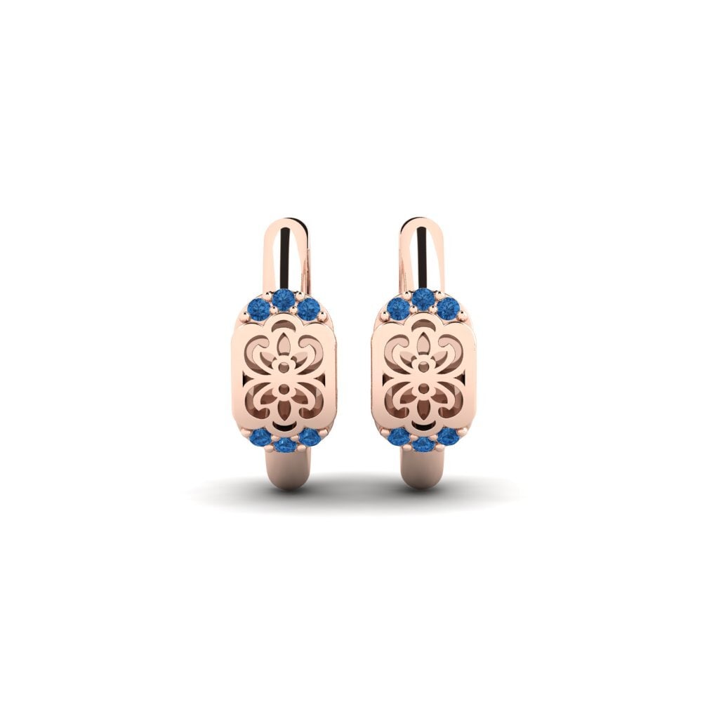 Rotgold 375 Dunkelblauer Zirkonia Damen ohrring Blodyn
