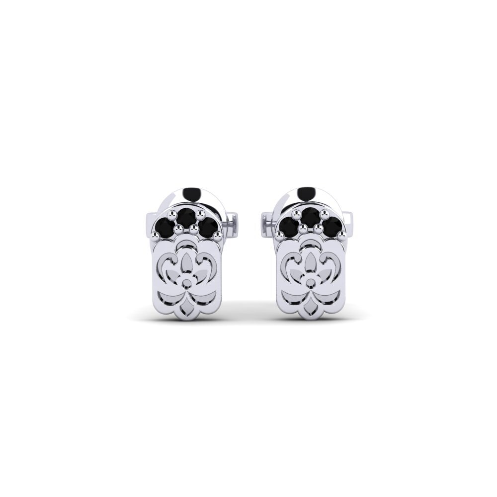 Weißgold 585 Schwarzer Diamant Damen ohrring Blomsts