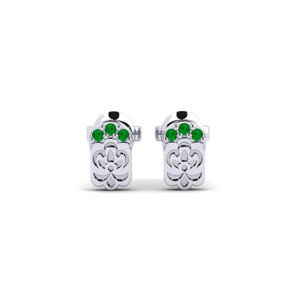 Vàng Trắng 14K Đá Emerald / Ngọc lục Bảo Bông tai nữ Blomsts