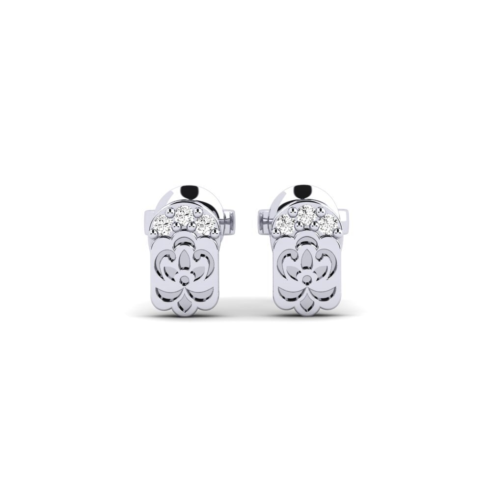 Vàng Trắng 14K Đá Moissanite Bông tai nữ Blomsts