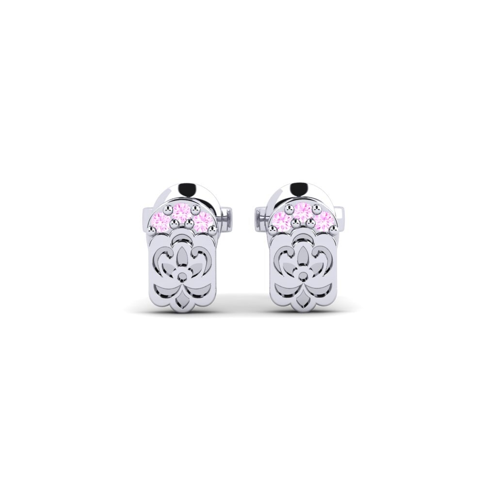 Vàng Trắng 14K Đá Sapphire Hồng Bông tai nữ Blomsts