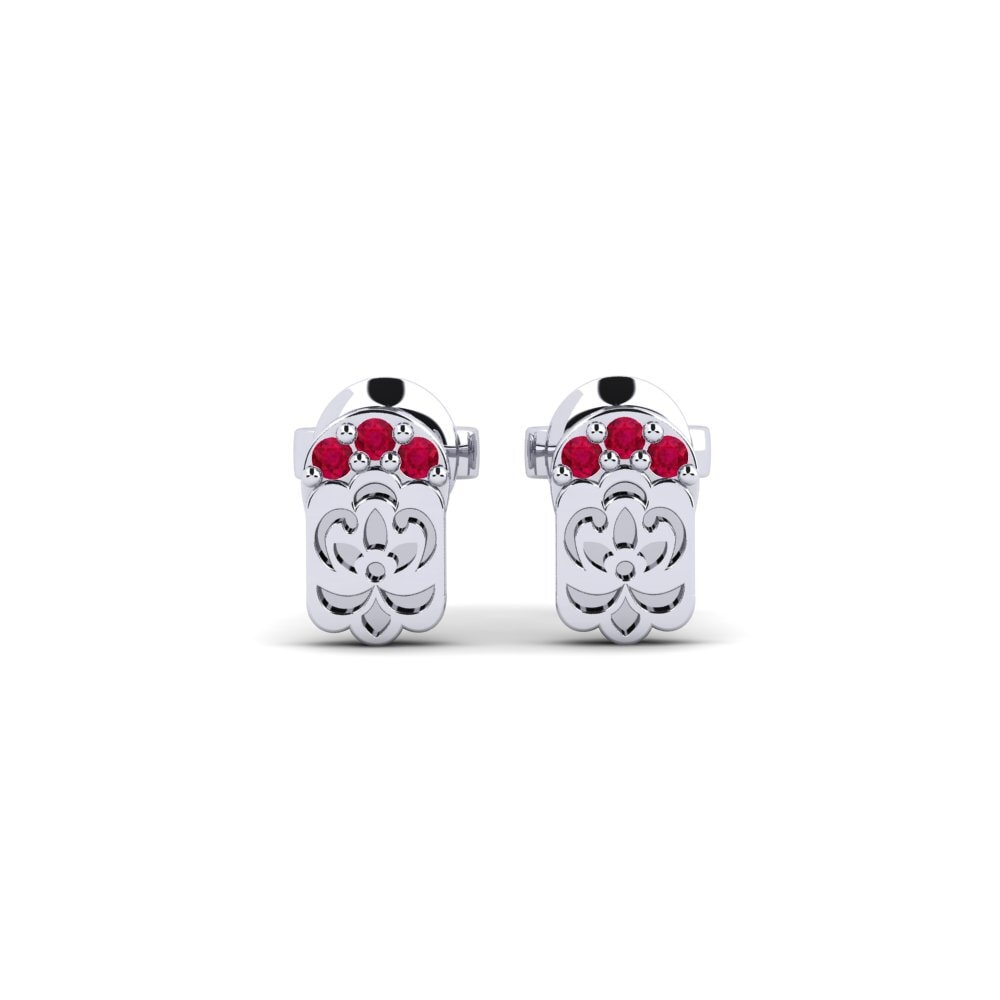 Vàng Trắng 14K Đá Ruby / Hồng Ngọc Bông tai nữ Blomsts