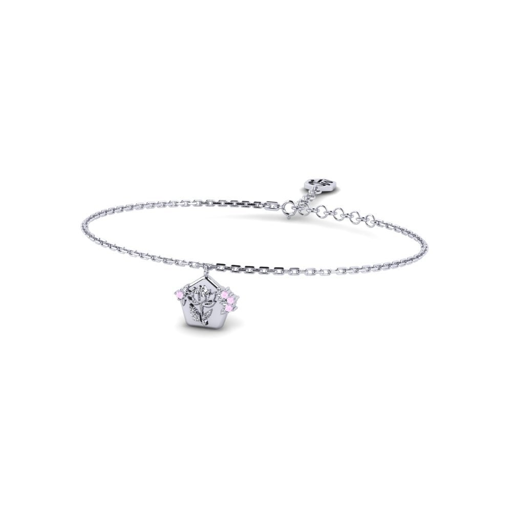 Vàng Trắng 14K Đá Sapphire Hồng Vòng tay nữ Bloomstrata