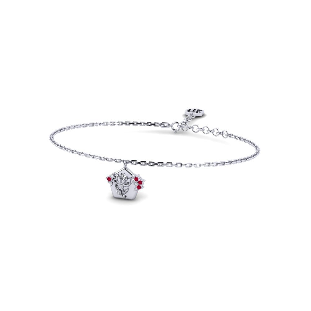Vàng Trắng 14K Đá Ruby / Hồng Ngọc Vòng tay nữ Bloomstrata