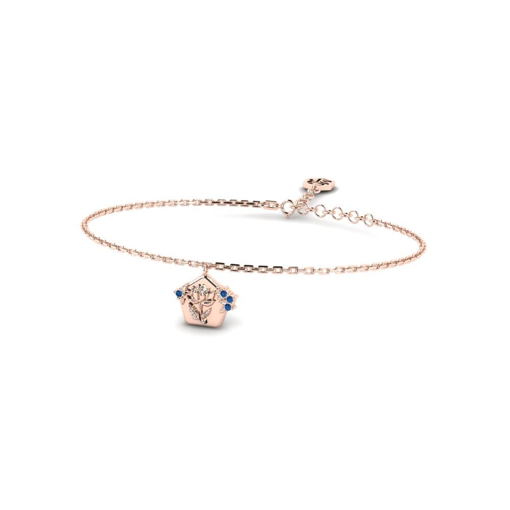 Rotgold 375 Dunkelblauer Zirkonia Damen armband Bloomstrata