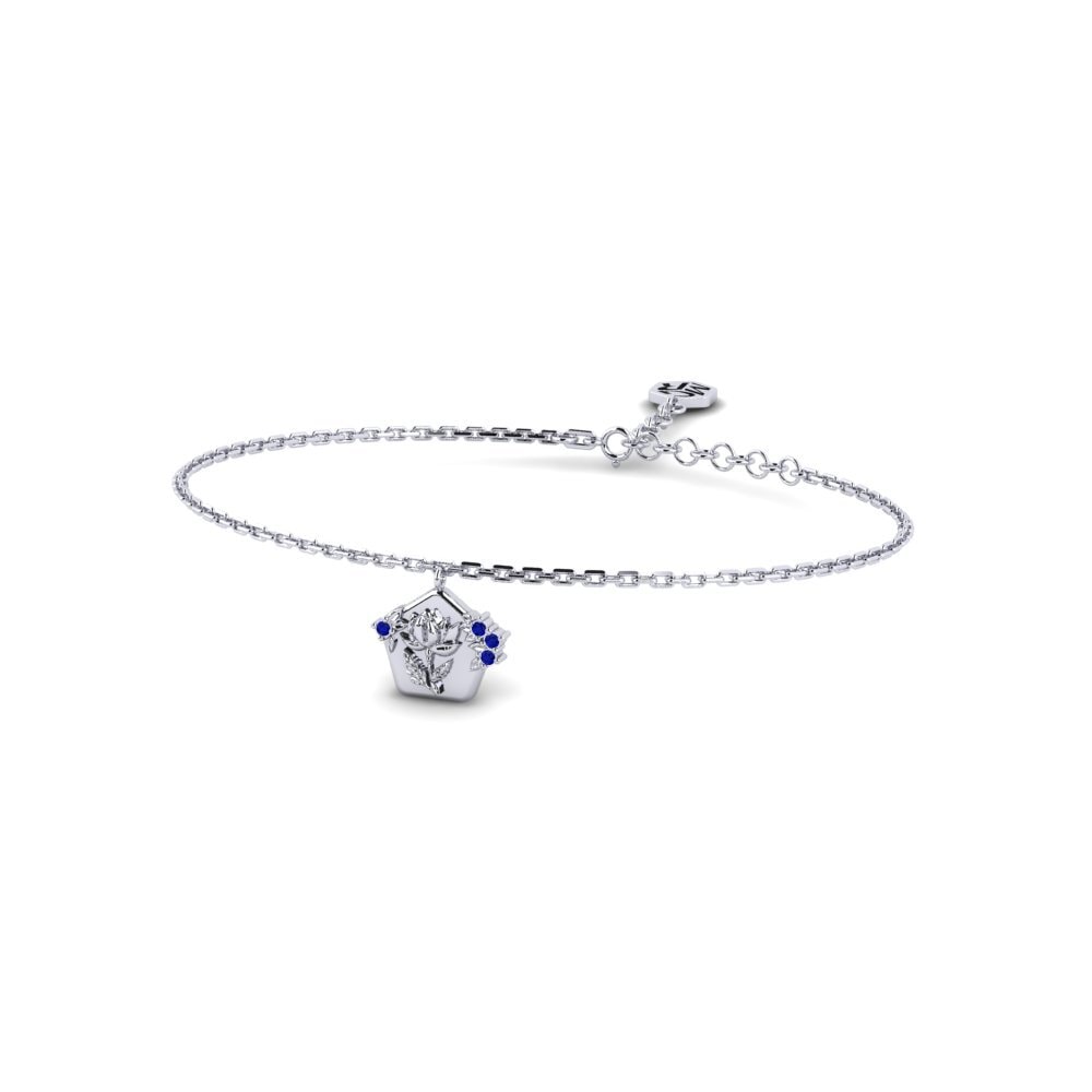 Vàng Trắng 14K Đá Sapphire Vòng tay nữ Bloomstrata