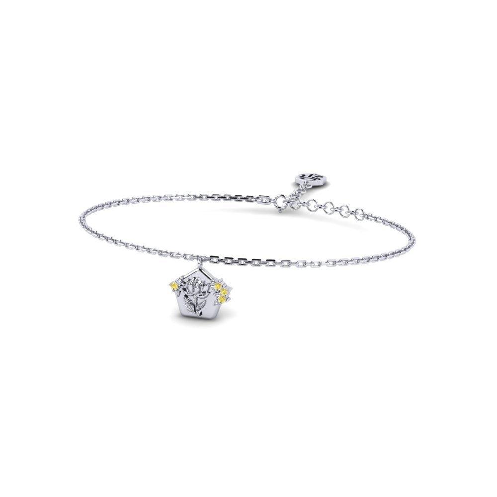 Weiß-Silber Gelber Saphir Damen armband Bloomstrata