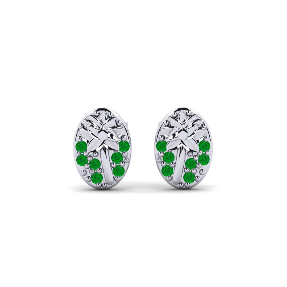 Vàng Trắng 14K Đá Emerald / Ngọc lục Bảo Bông tai nữ Broome