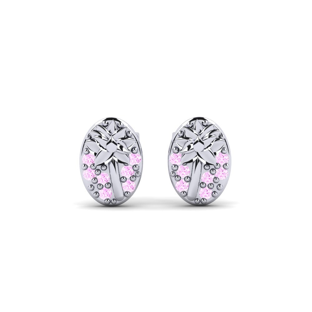 Vàng Trắng 14K Đá Sapphire Hồng Bông tai nữ Broome