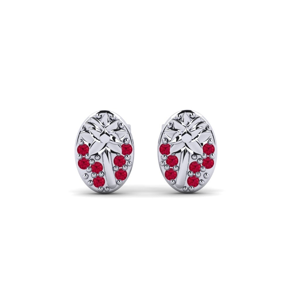 Vàng Trắng 14K Đá Ruby / Hồng Ngọc Bông tai nữ Broome