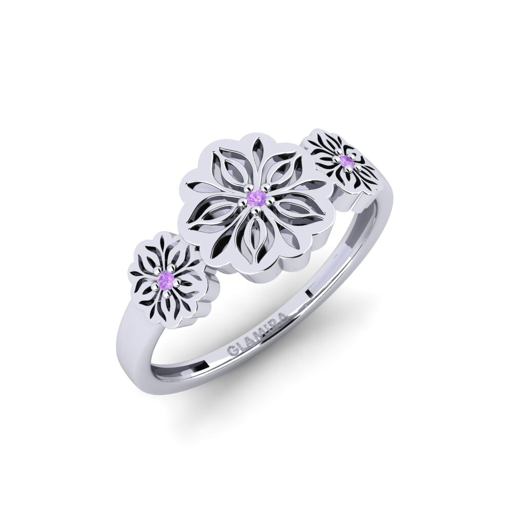 Vàng Trắng 14K Đá Thạch Anh Tím Nhẫn Bukad