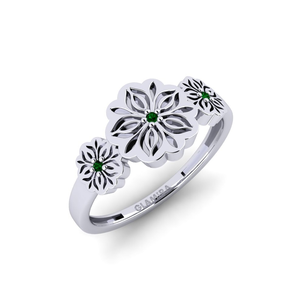 Platin trắng Đá Zirconia Xanh Nhẫn Bukad