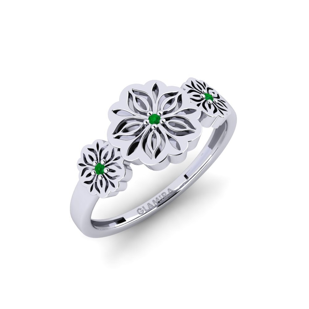 Vàng Trắng 14K Đá Emerald / Ngọc lục Bảo Nhẫn Bukad