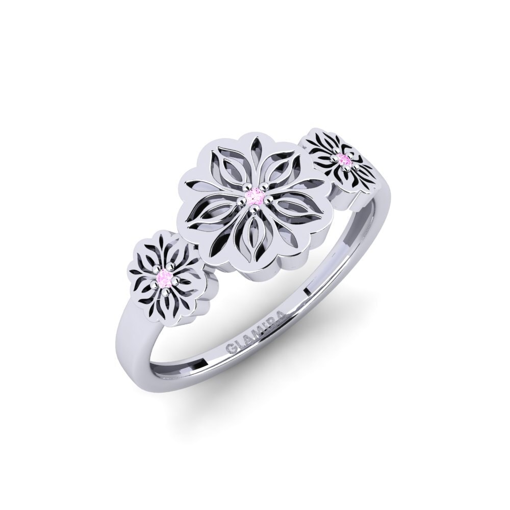 Vàng Trắng 14K Đá Sapphire Hồng Nhẫn Bukad
